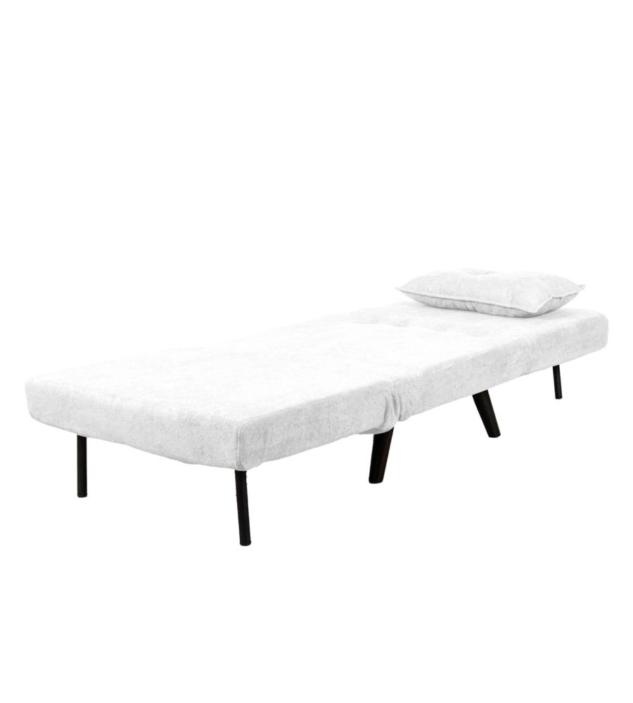 POLTRONA LETTO "QUEEN" IN TESSUTO BIANCO, 77x77X85 CM